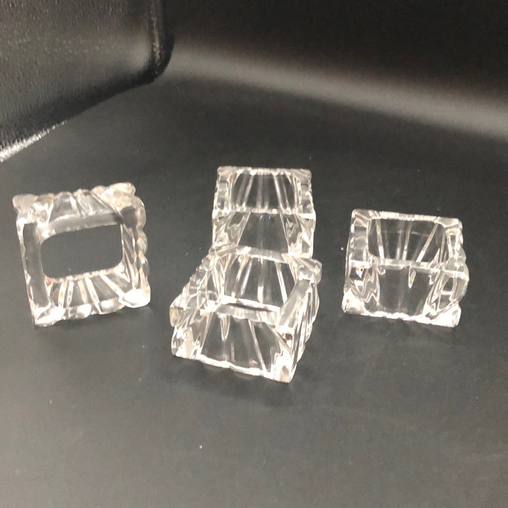 Gorham King Edward Crystal Cut Square Napkin Rings Set of 4